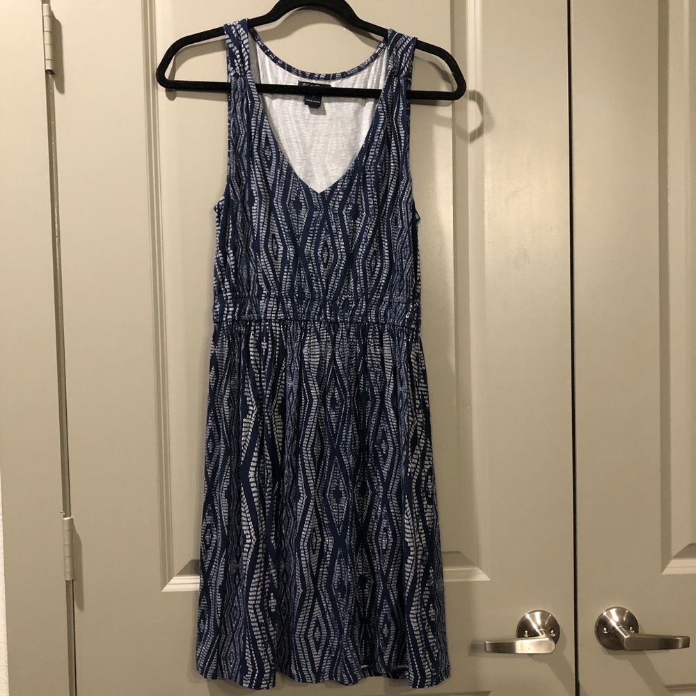 Lucky Brand | Navy Blue Geometric Cinched Dress